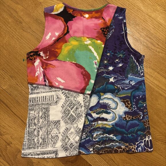 Vintage Chico's Tank Top Womens Small (0) Multicolor Patchwork Artsy Boho - Picture 5 of 6